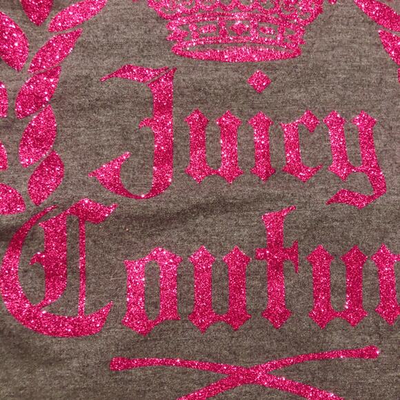 Juicy Couture Graphic Gray & Pink Glitter Athleisure Zip Up Hoodie Y2k Vibes - Picture 11 of 11